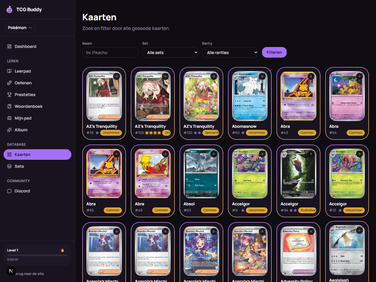 TCGCURVE card database and search